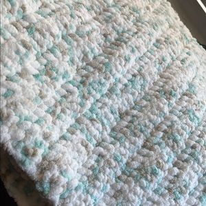 Blue, brown and white baby blanket💙🤎🤍